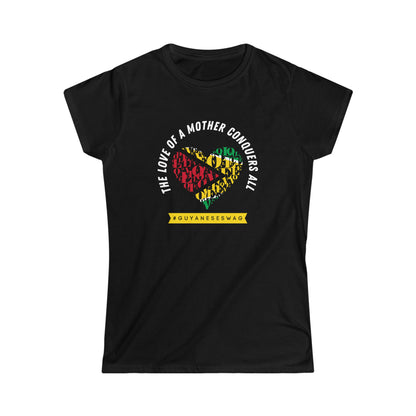 "The Love of A Mother Conquers All" Black Soft style Women Short Sleeve T-Shirt by Guyanese Swag