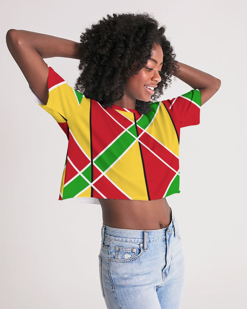 Guyanese Swag Ice Gold Green Women's Lounge Cropped Tee
