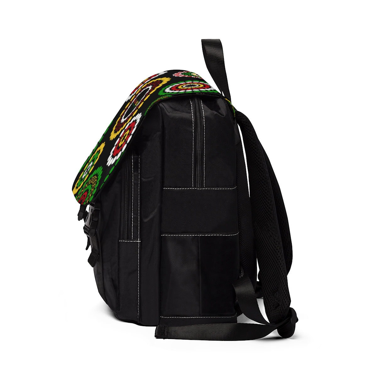 Guyanese Swag Floral Ice Gold Green Unisex Casual Shoulder Backpack.