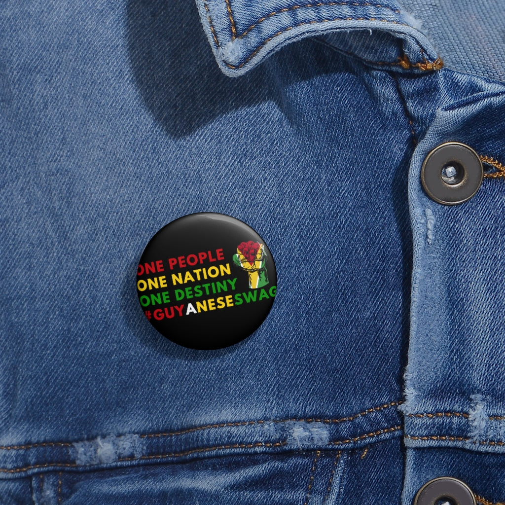 Guyana Motto Guyanese Flag Peace Fist Pin Buttons.