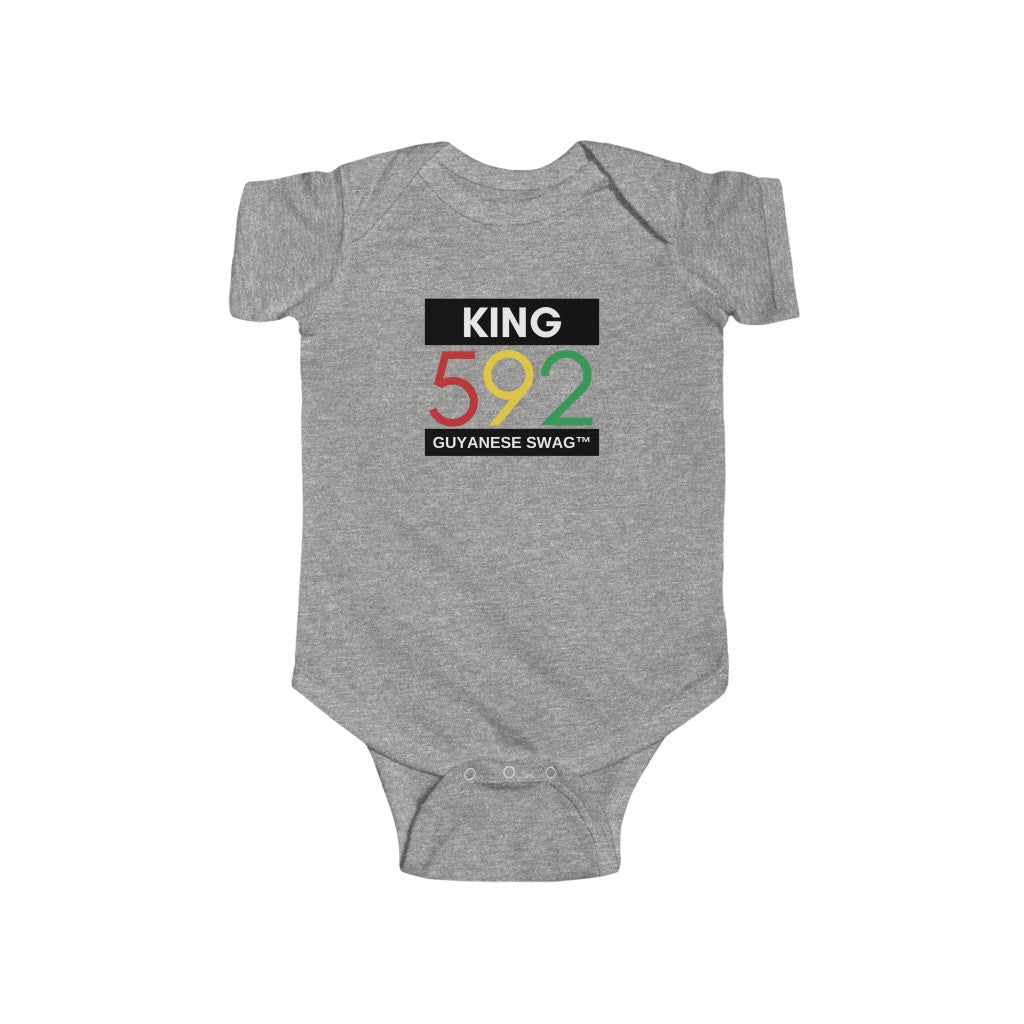 Guyana International Area code 592 King Infant Fine Jersey Bodysuit.