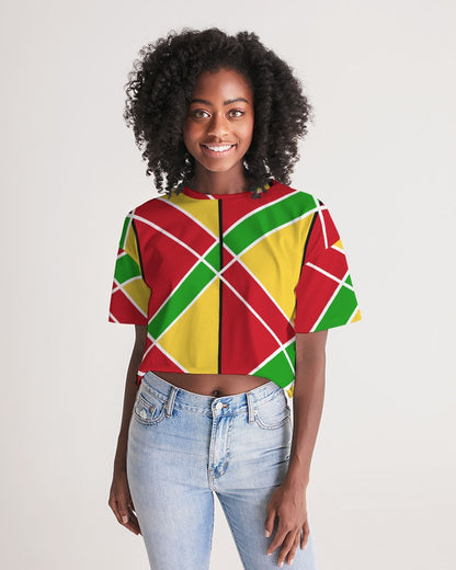 Guyanese Swag Ice Gold Green Women's Lounge Cropped Tee