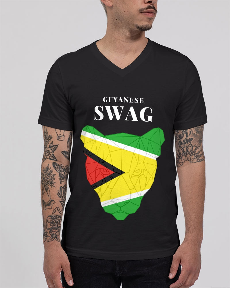 Guyanese Swag Panther Short Sleeve Unisex Jersey V-Neck Tee | Bella + Canvas