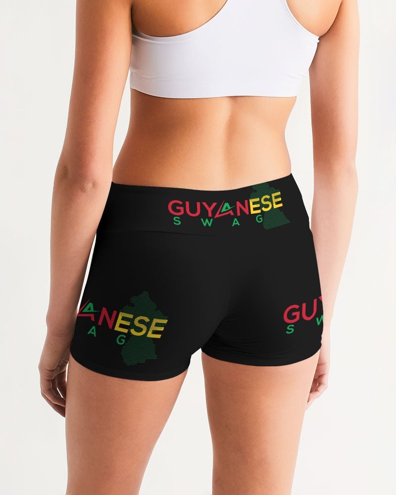 Guyanese Swag Guyana Map Women's Mid-Rise Yoga Shorts