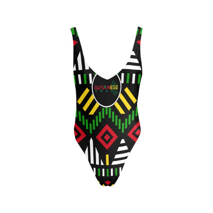  Ice Gold & Green Women's Halter Backless Swimsuit | Quick-Dry, Stylish Design