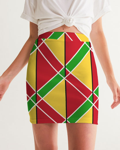 Guyanese Swag Ice Gold Green Women's Mini Skirt