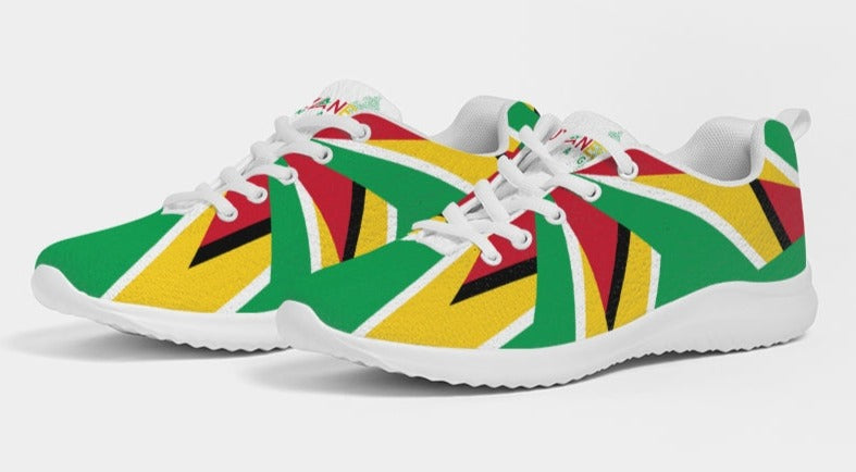 Abstract Guyana Flag Men's Athletic Sneakers