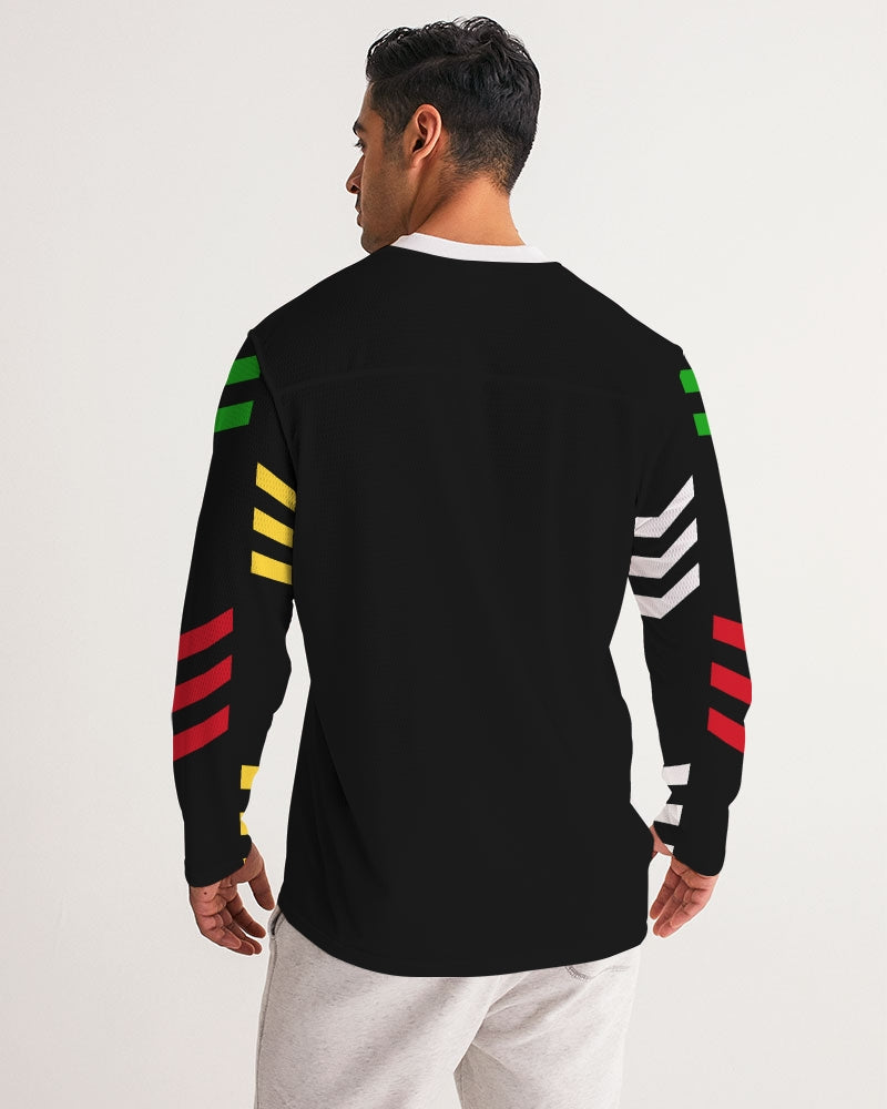 Guyanese Swag Ice Gold Green Men's Long Sleeve Sports Jersey.