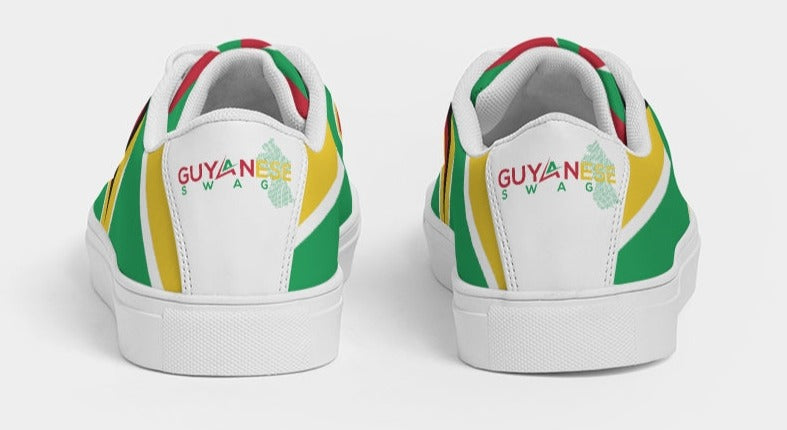 Abstract Guyana Flag Women's Faux-Leather Sneaker