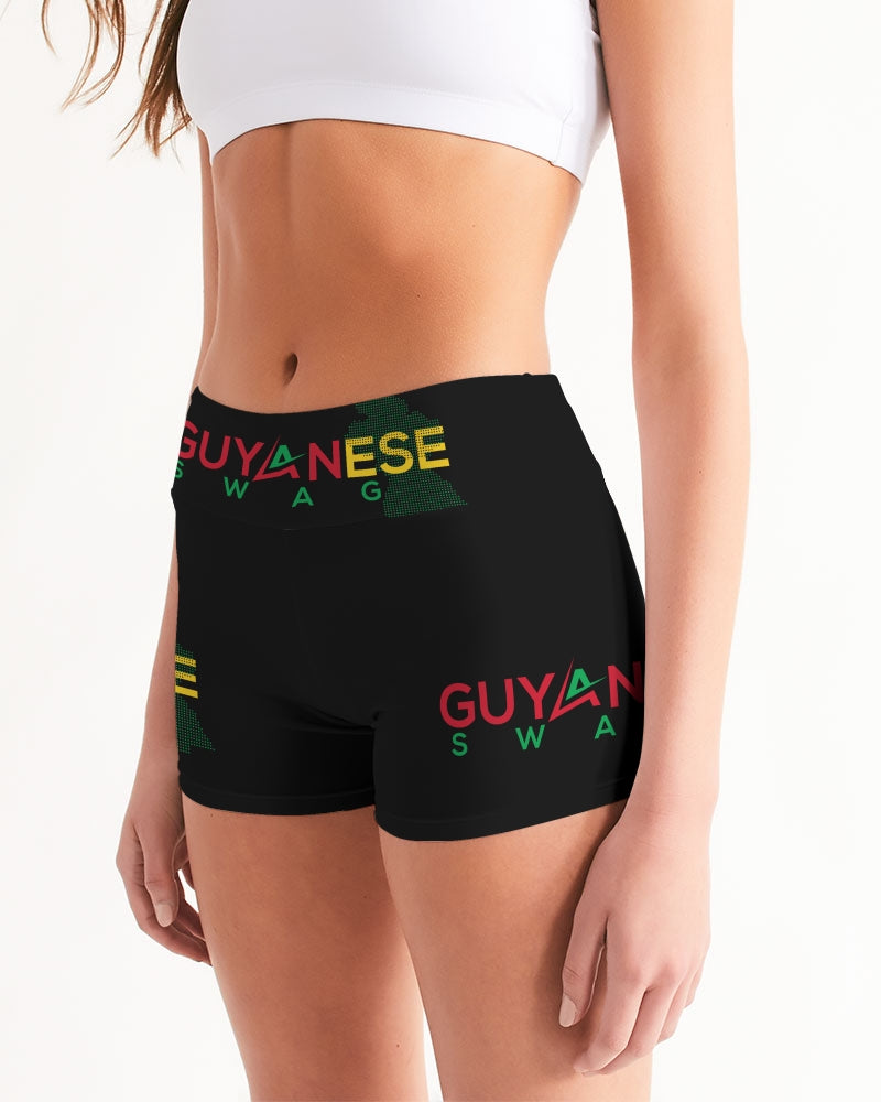Guyanese Swag Guyana Map Women's Mid-Rise Yoga Shorts