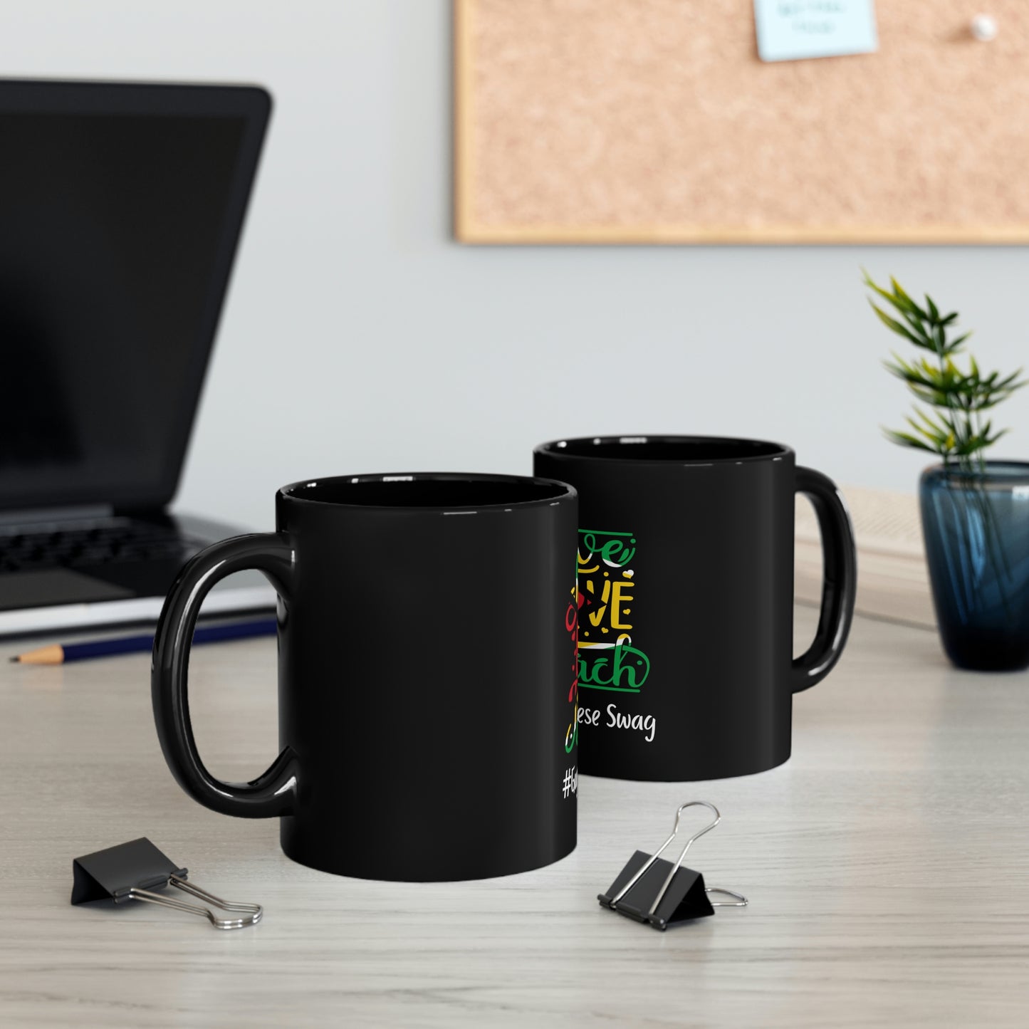 Guyanese Swag Live Love Teach 11oz Black Mug with Guyana flag.