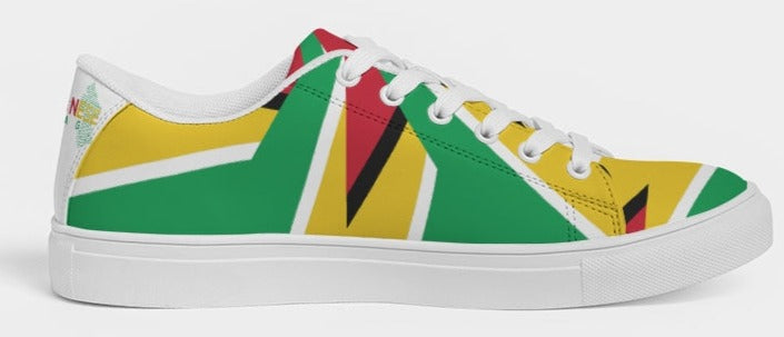 Abstract Guyana Flag Women's Faux-Leather Sneaker.