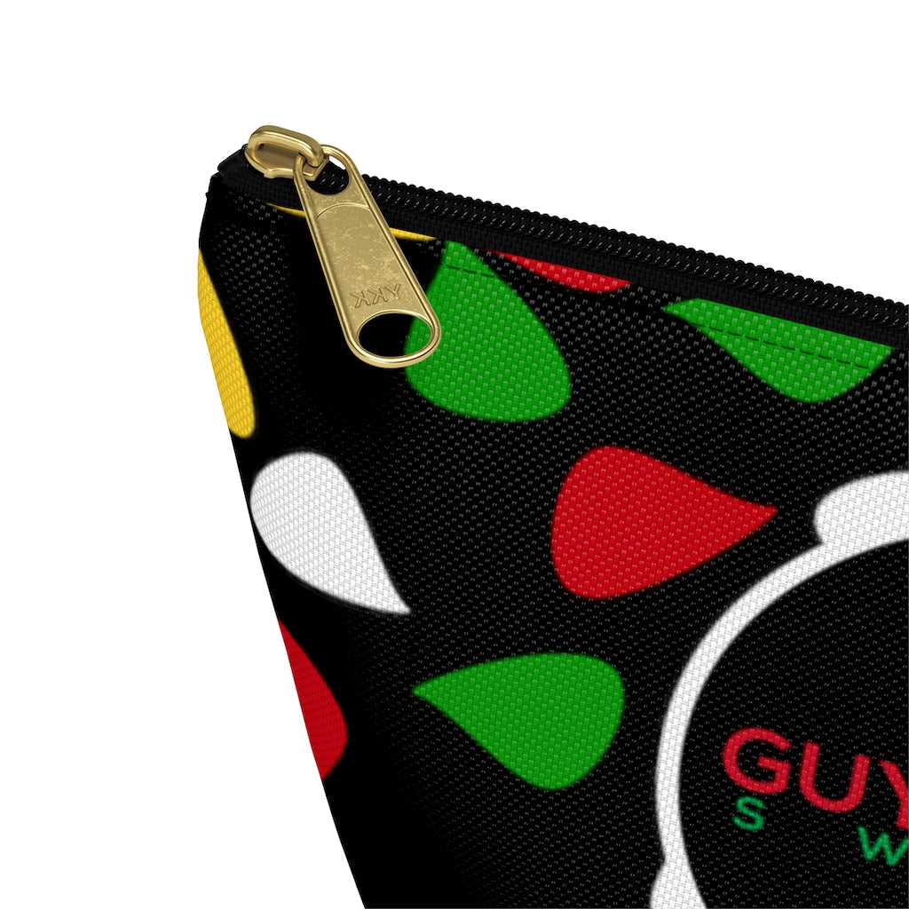 Guyanese Swag Ice Gold Green Floral Accessory Pouch w T-bottom.