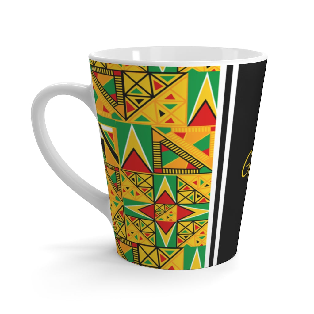 Guyanese Swag Guyana Tribal Print Latte Mug.