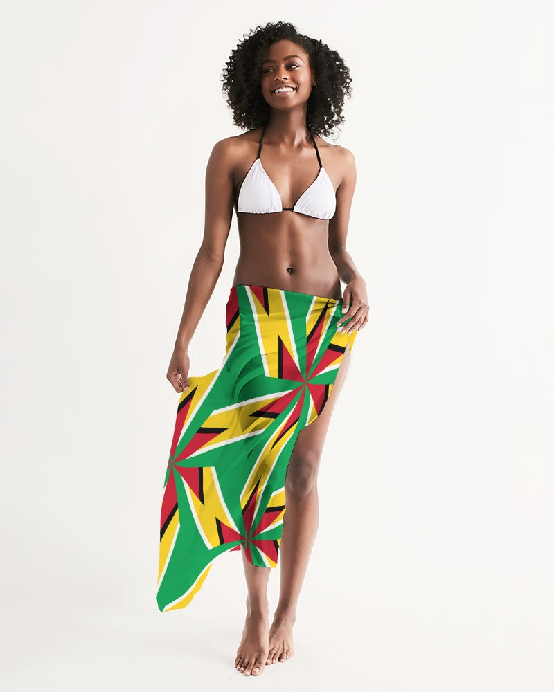 Abstract Guyana Flag Women's Swim Cover Up