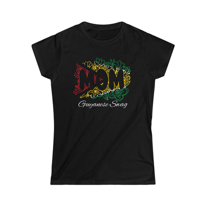 “Guyana Flag Mom”  Black Soft style Women Short Sleeve T-Shirt by Guyanese Swag