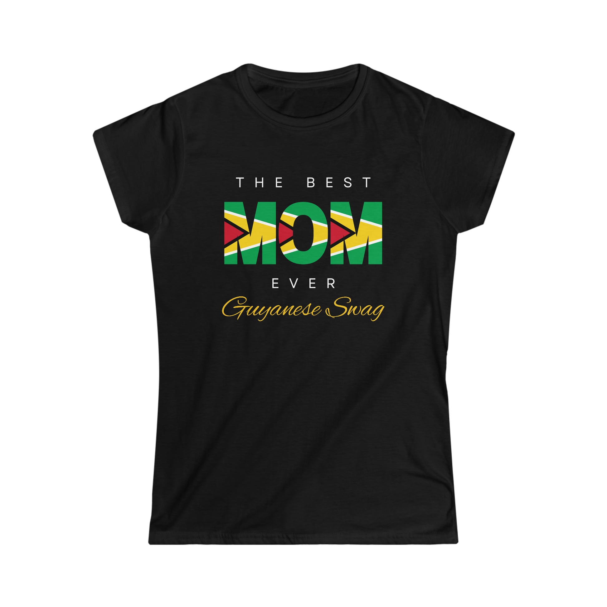 "Guyana Flag The Best Mom Ever" Black Soft style Women Short Sleeve T-Shirt