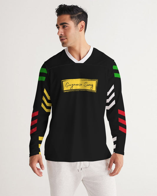 Guyanese Swag Ice Gold Green Men's Long Sleeve Sports Jersey