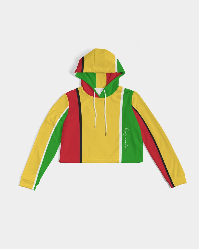 Guyanese Swag Ice Gold Green Women's Cropped Hoodie