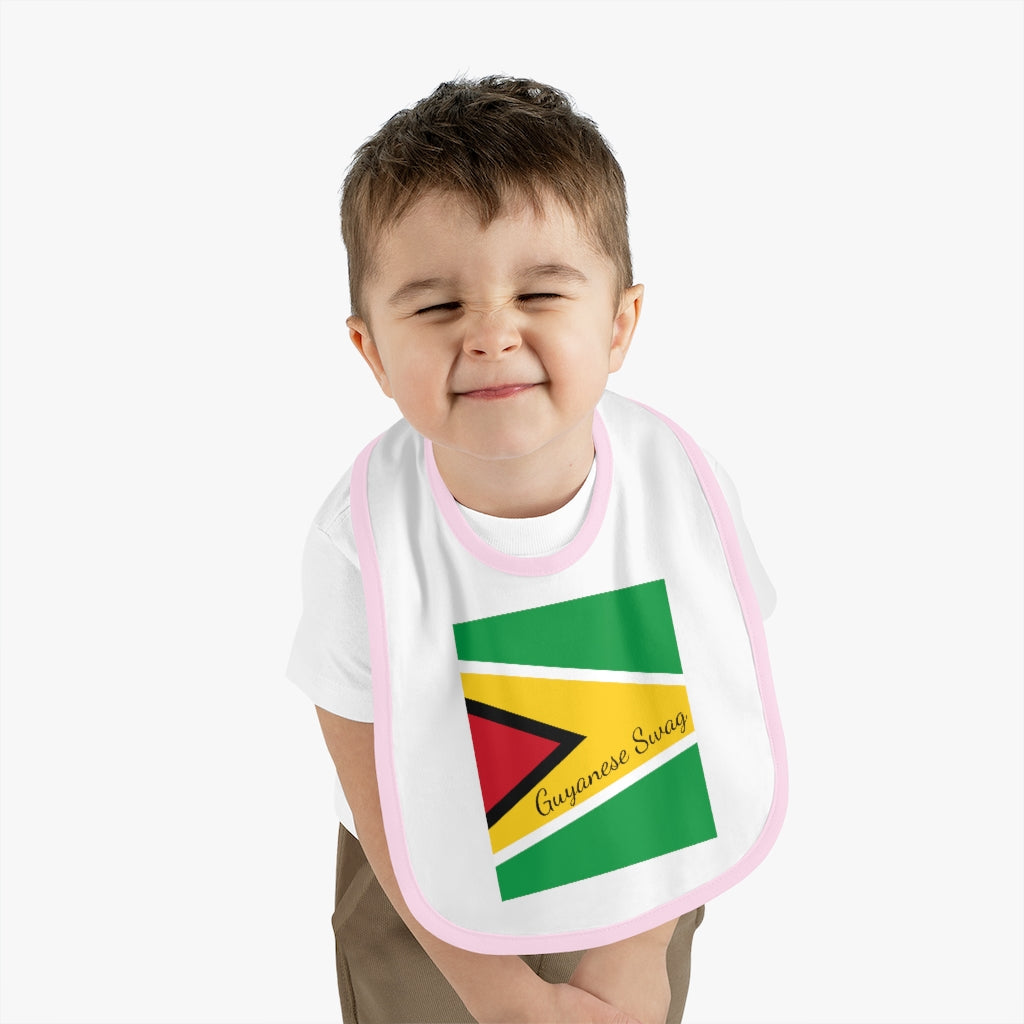 Guyana Flag Baby Contrast Trim Jersey Bib.