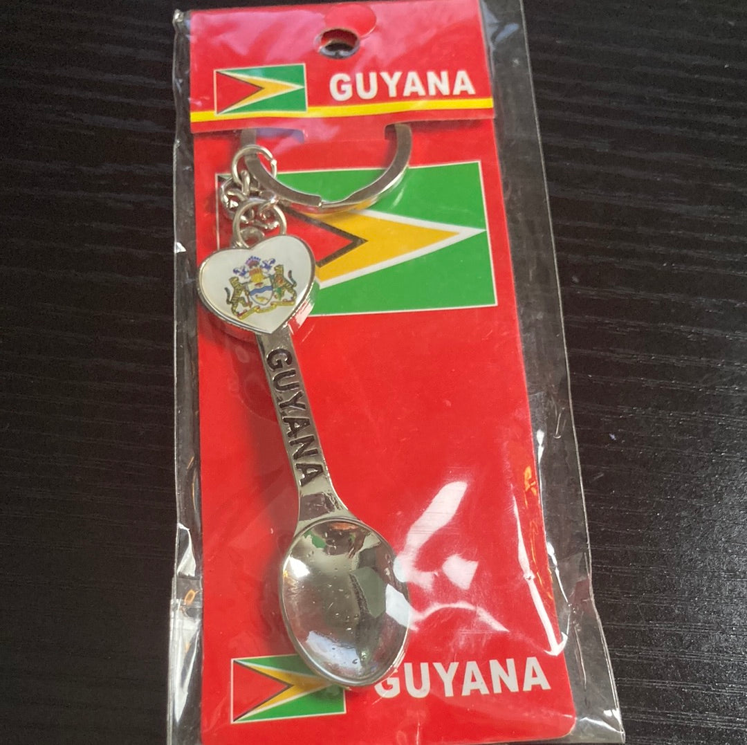 Guyana coat of arms spoon keychain.