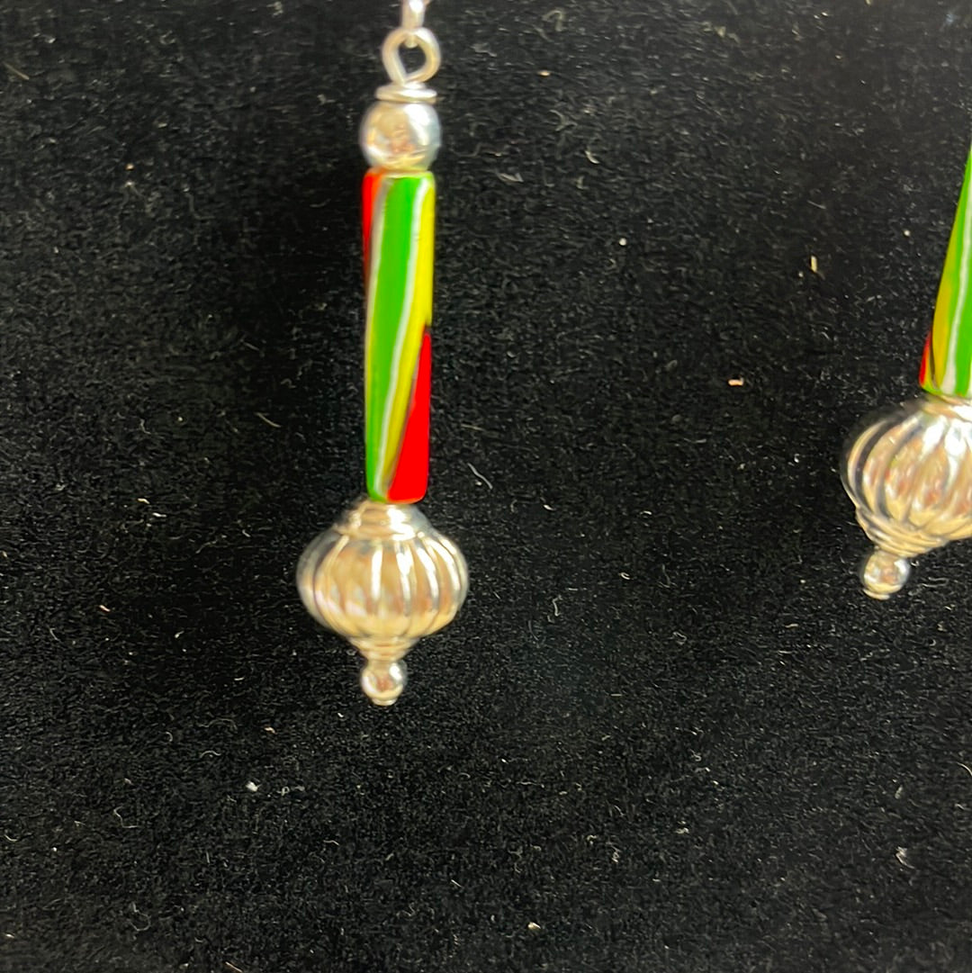 Guyana Flag Ball Earrings.