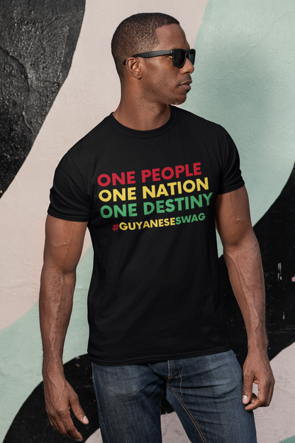 Guyanese Motto "One People One Nation One Destiny" Men's Black Tee