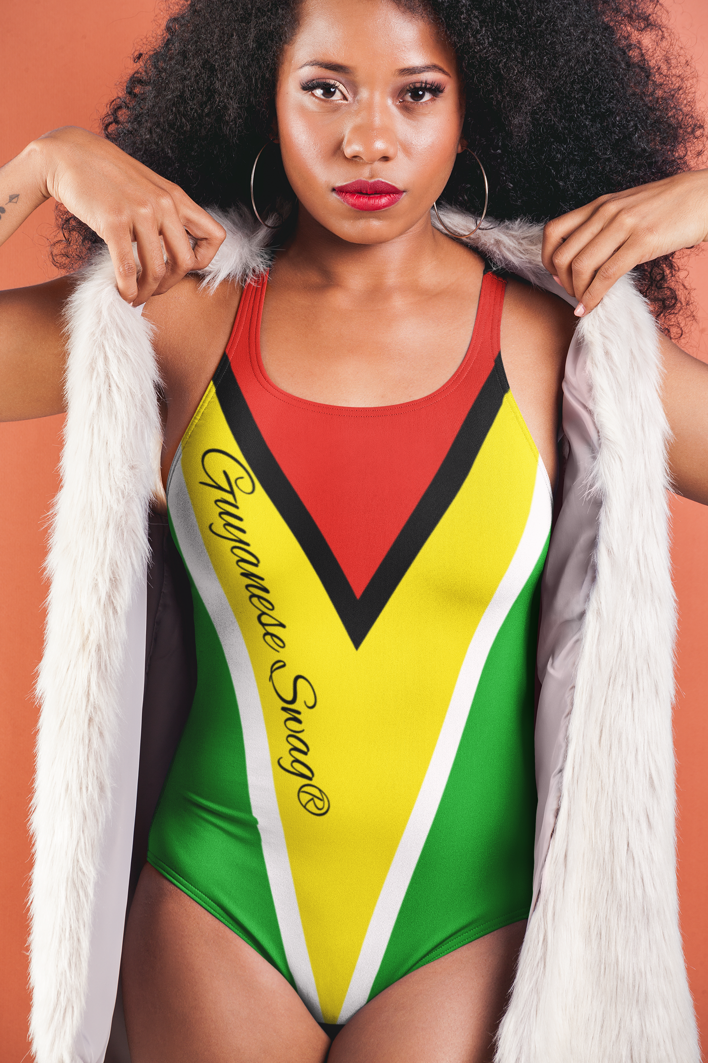 Guyanese Flag Women's One-Piece Swimsuit.