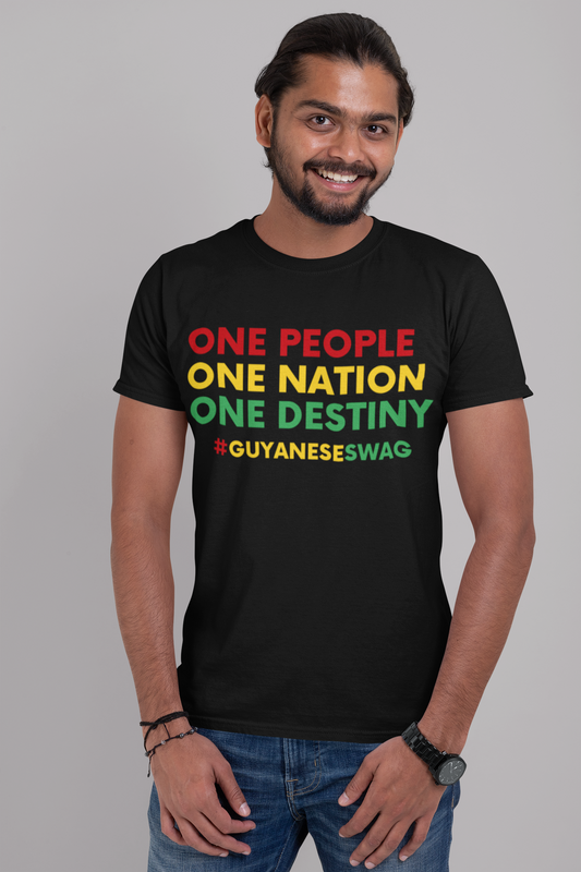 Guyanese Motto "One People One Nation One Destiny" Men's Black Tee