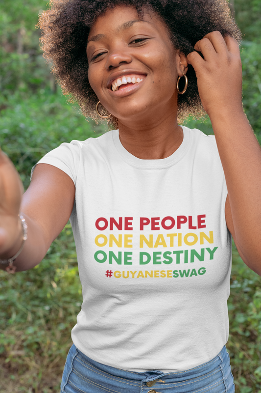 Guyana Motto "One People One Nation One Destiny" Women's Tee - White